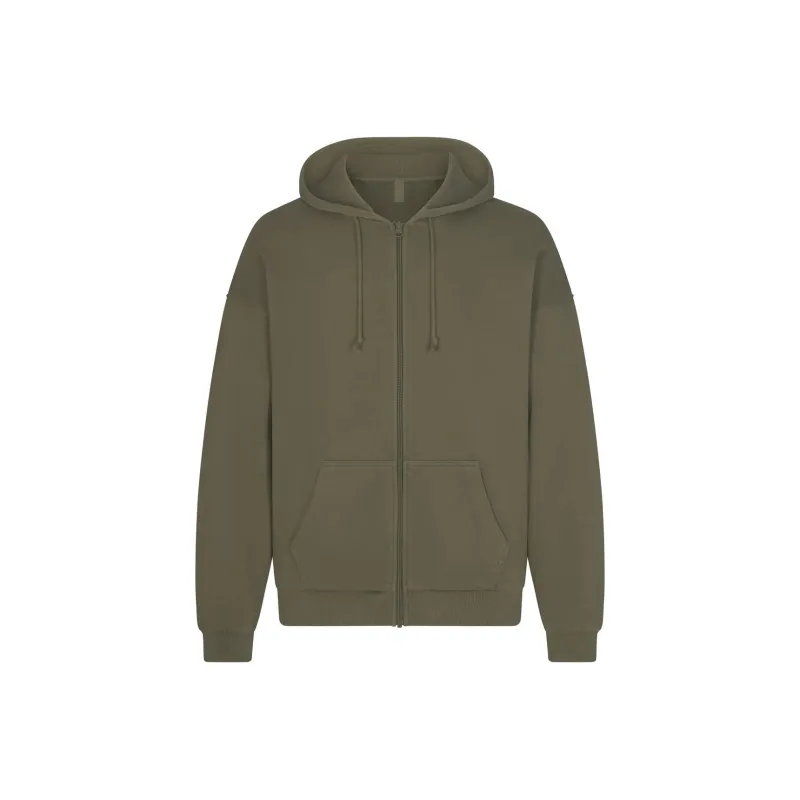 SKIMS TERRY MENS RELAXED ZIP UP HOODIE Sweatshirt Men's MILITARY/Army Green-0