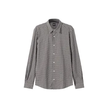 HUGO BOSS Micro Checked Pattern Buttoned Shirt