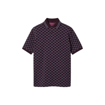 GUCCI All Over Monogrammed Collared Polo Shirt