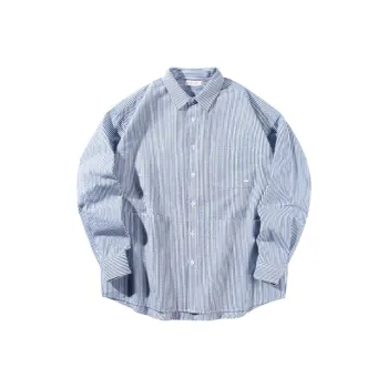 MOBI GARDEN Striped Long Sleeved Shirt Coat Top Unisex