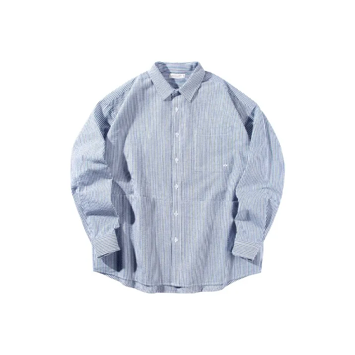 MOBI GARDEN Striped Long Sleeved Shirt Coat Top Unisex-0