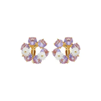 LES NEREIDES Gold Plated Brass, Enamel, Glass Clip On Earrings Women's Purple