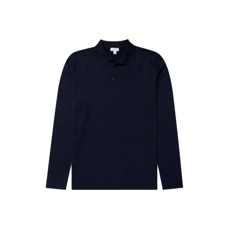 SUNSPEL Merino Wool Long Sleeve Polo Top-0