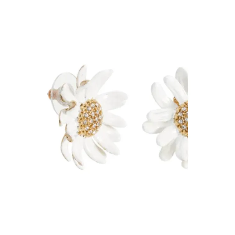 LES NEREIDES Alloy, Silver Plated, Gold Plated, Brass, Enamel Stud Earrings Women's White-1