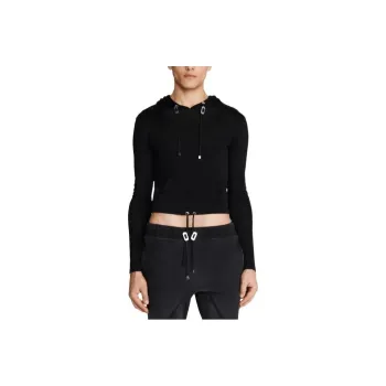 DION LEE Lustrous Shrunken Drawstring hem Hoodie