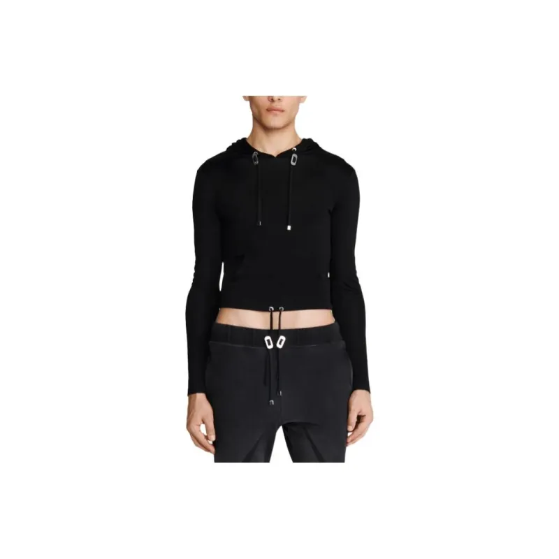 DION LEE Lustrous Shrunken Drawstring hem Hoodie-0