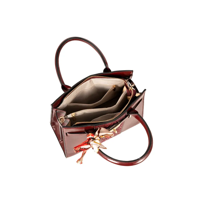 Vigno Synthetic Leather Portable Tote Bag, Shoulder Bag, Crossbody Bag Regular Women's Red-5