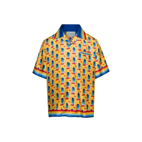 CASABLANCA L'Arche De Jour Cuban Collar Silk Shirt