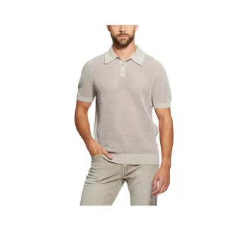 GUESS Polo Shirt Men's Beige Yellow