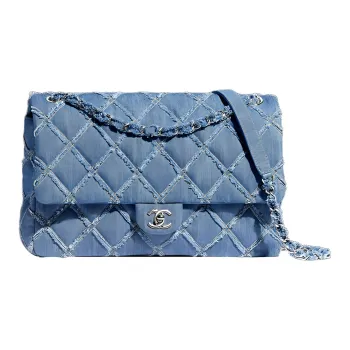 CHANEL Classic Flap CF Denim Fabric Flap Bag, Shoulder Bag Women's Denim Blue
