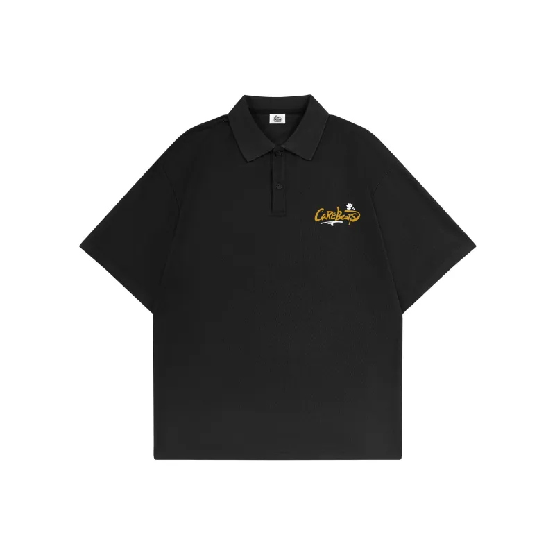 CAREBEARS Polo Shirt Unisex Black Print Red-2
