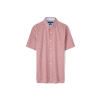 Tommy Hilfiger Shirts Men Red White Plaid 0KP