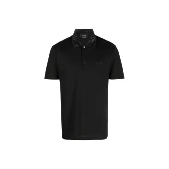 VERSACE Embellished Short Sleeved Polo Shirt