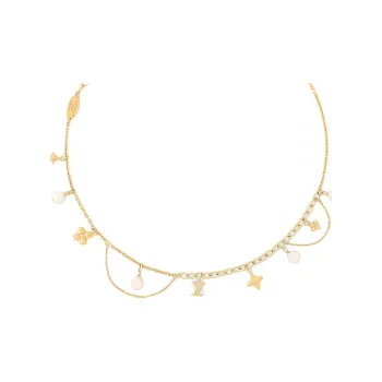 LOUIS VUITTON Metal, Resin, Bead Necklaces Women's Gold