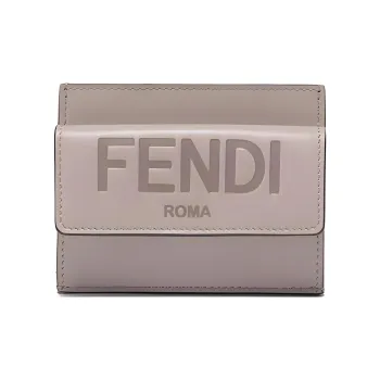 FENDI Cow Leather Card Holder, Coin Purse Regular Women's Dark Nude