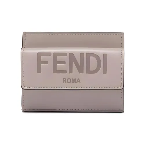 FENDI Cow Leather Card Holder, Coin Purse Regular Women's Dark Nude