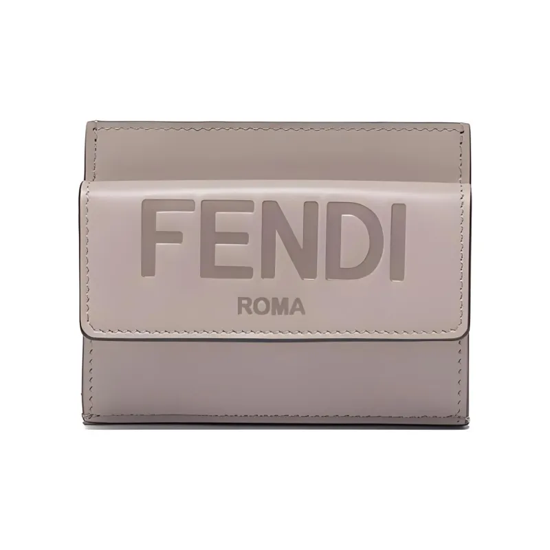 FENDI Cow Leather Card Holder, Coin Purse Regular Women's Dark Nude-0
