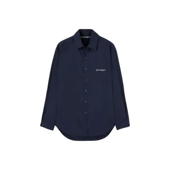 PALM ANGELS Logo Embroidered Long Sleeved Shirt