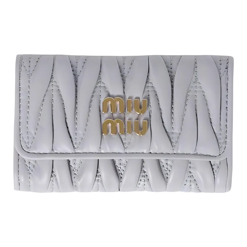 MIU MIU Sheepskin Key Pouch Women's Pearl Gray-0