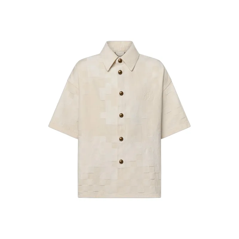 LOUIS VUITTON Damier Short Sleeved Denim Shirt-0