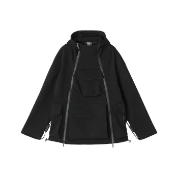 NORVINCY Double-Sided Zip Closure Cardigan Heavyweight Off-The-Shoulder Casual Sweatshirt Unisex