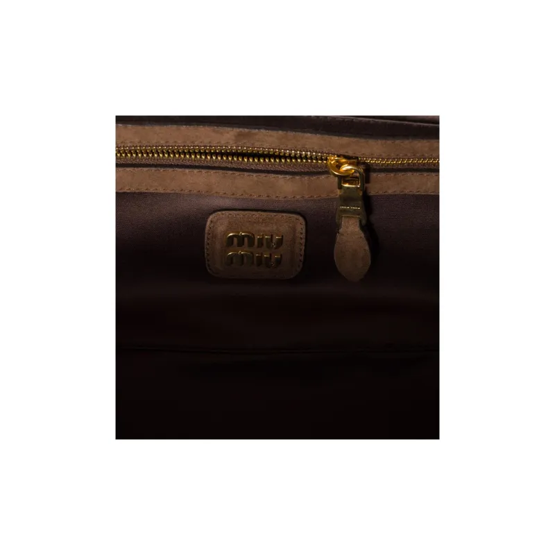 MIU MIU Arcadie Collection Matelassé Lambskin Boston Bag, Shoulder Bag, Handbag Women's Cocoa Brown-4