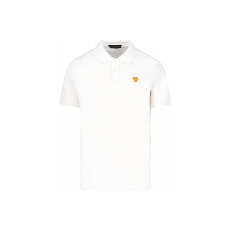 VERSACE Medusa Logo Embroidered Short Sleeved Polo Shirt-0