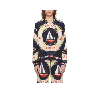 RHUDE Flag Sail Long Sleeve Silk Shirt