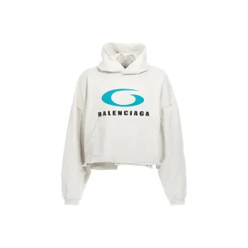 Balenciaga Loop Sports Icon Destroyed Cropped Hoodie