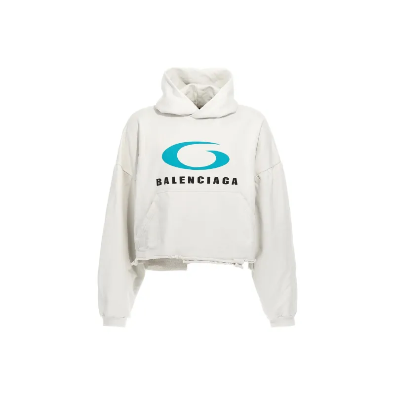 Balenciaga Loop Sports Icon Destroyed Cropped Hoodie-0