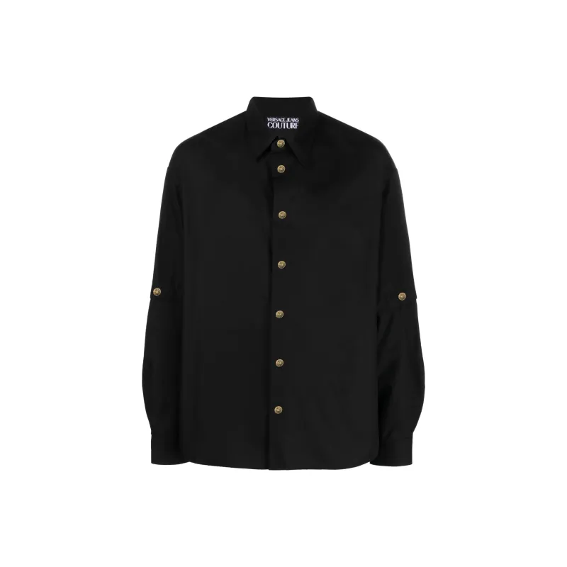 VERSACE JEANS COUTURE Embossed button Cotton Shirt-0