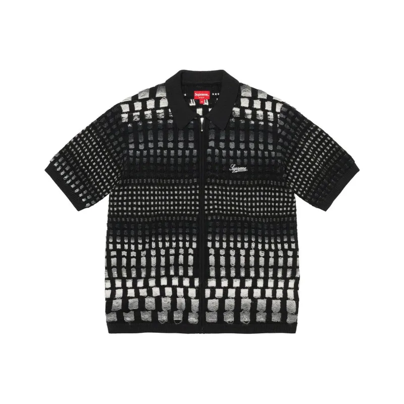 Supreme Gradient Grid Zip Up Polo-2