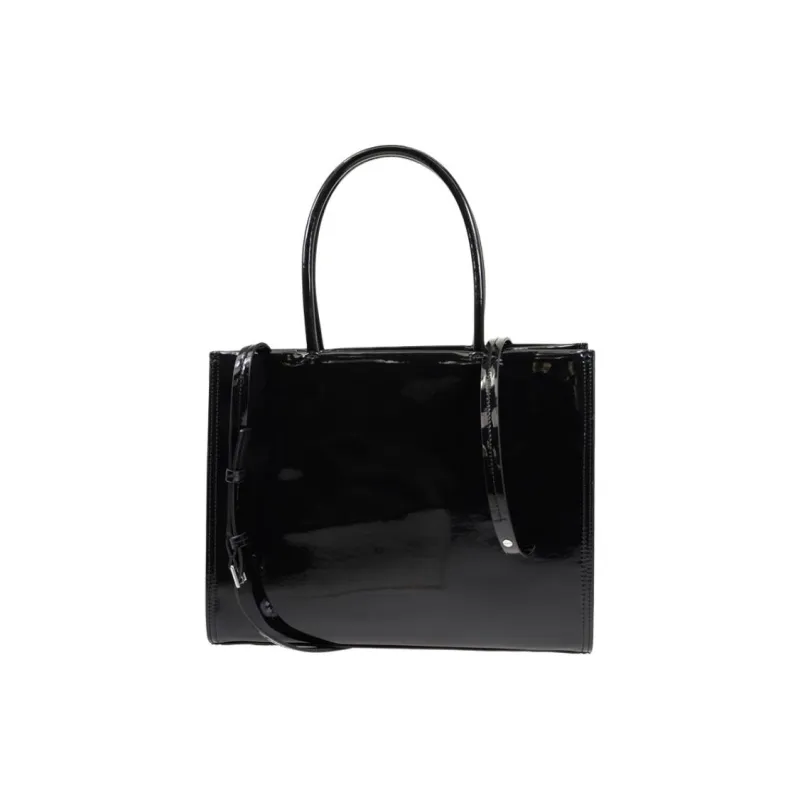 TORY BURCH Ella Polyurethane Tote Bag Shopping Bag Shoulder Bag Handbag Small Size Women's Black-3