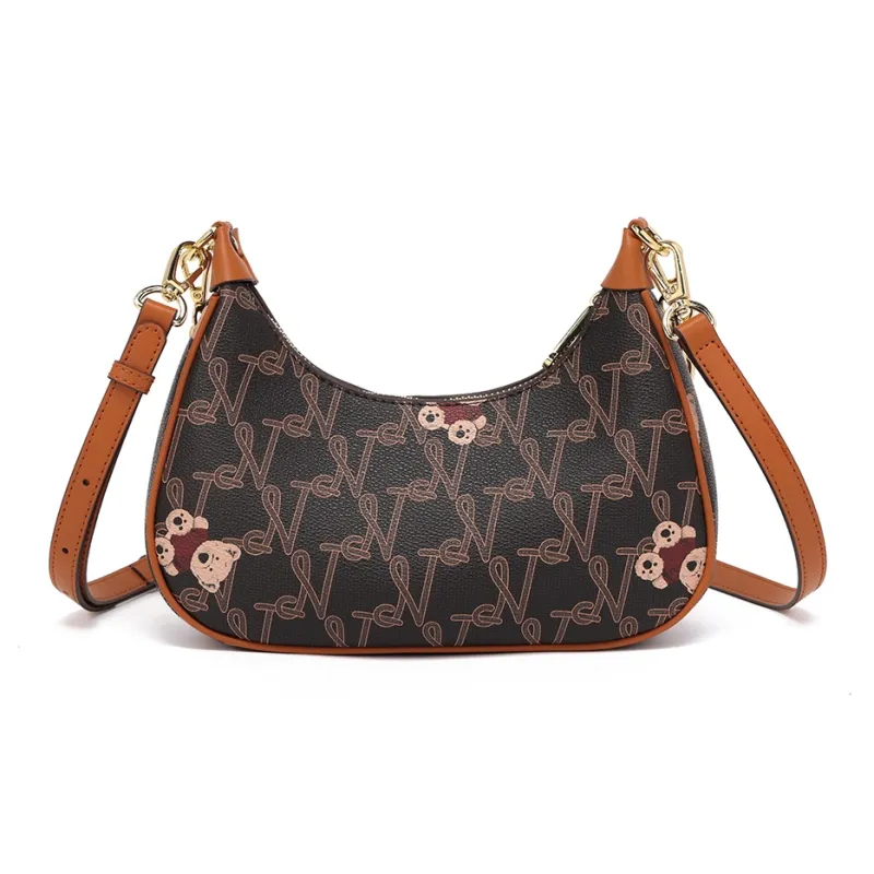 NOISY TEDDY PU Crescent Bag, Shoulder Bag Regular Women's Brown/Beige-2