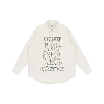EMPTY REFERENCE Doberman Series Long Sleeved Shirts Unisex White