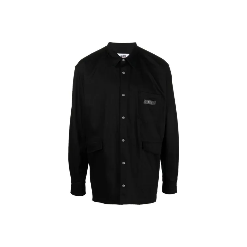 GCDS Logo patch Cotton Shirt-0