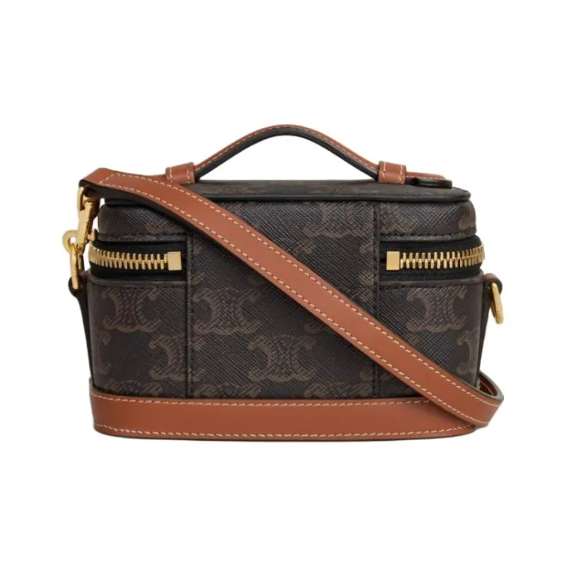 CELINE Triomphe Canvas Shoulder Bag, Crossbody Bag, Handbag Mini Women's Umber-2