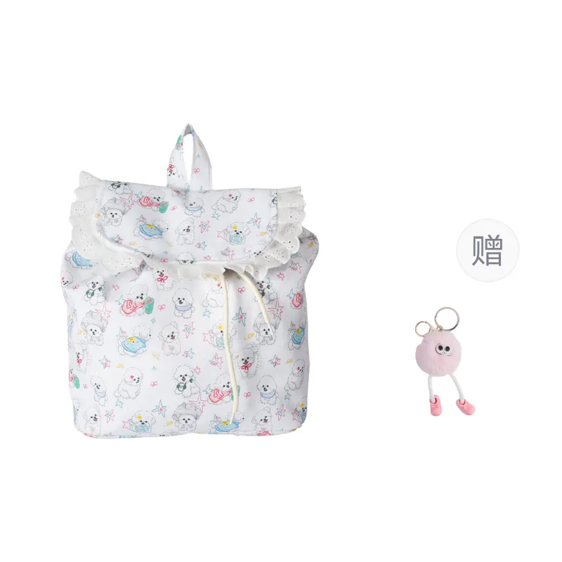 Yalu Nylon Fabric Backpack Unisex Yellow & Pink/White/Ecru/Pink-6