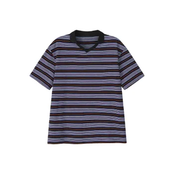 YOSHIYOYI Polo Shirt Unisex Purple Black Stripes