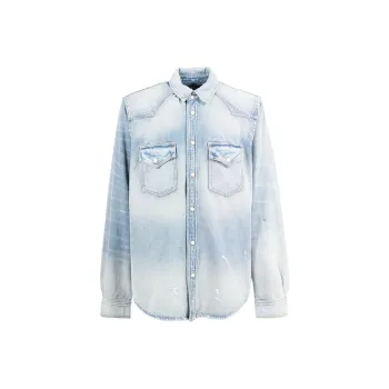 AMIRI Buttoned Distressed Denim Shirt
