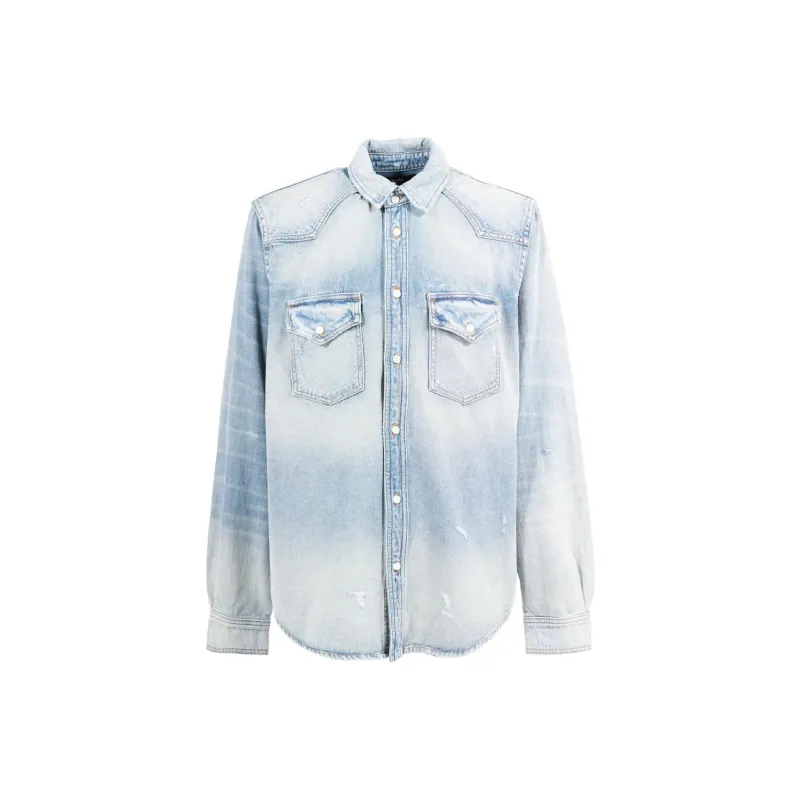 AMIRI Buttoned Distressed Denim Shirt-0