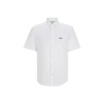 HUGO BOSS Regular Fit Shirt In Cotton Piqué Jersey Shirt Men's White