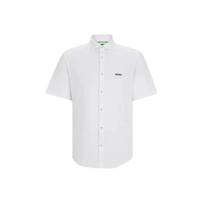 HUGO BOSS Regular Fit Shirt In Cotton Piqué Jersey Shirt Men's White-0