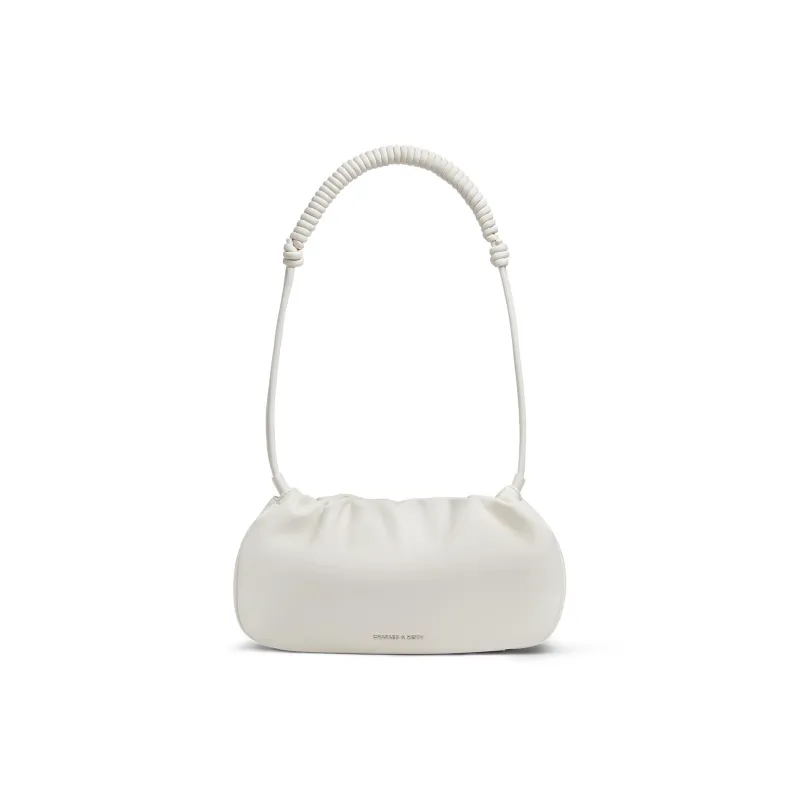 CHARLES&KEITH PU Shoulder Bag, Crossbody Bag Trumpets Women's Cream Milk White/Russet Brown Tawny-0