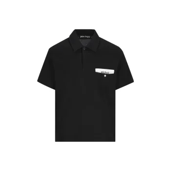 PALM ANGELS Sartorial Tape Short Sleeved Polo Shirt
