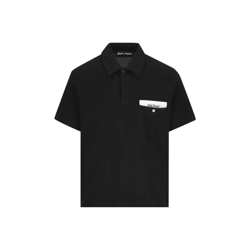 PALM ANGELS Sartorial Tape Short Sleeved Polo Shirt-0