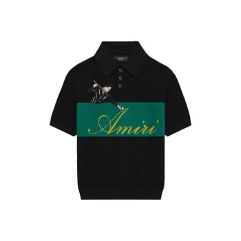 AMIRI Early Spring Collection SS25 Polo Shirt Men's Black