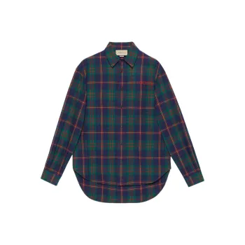 GUCCI Tartan print Embroidered Shirt