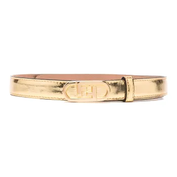 FENDI Logo Buckle Design Smooth Buckle Leather Belts Women's Gold
