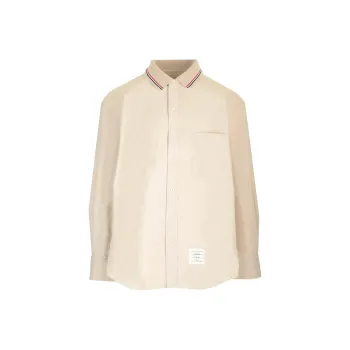 THOM BROWNE Rwb Striped Curved Hem Shirt